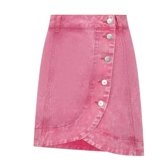 GANNI Asymmetric Denim Skirt In Washed Pink Size EU 38 US Med/6 - Picture 10 of 10
